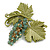 Exquisite Acrylic Beaded Grapes with Enamel Leaves Brooch in Gold Tone - 60mm Across - view 2
