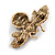 Vintage Inspired Large Statement Crystal Bee Brooch In Aged Gold Tone (Pink, Fuchsia Hues) - 60mm Across - view 4