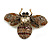 Vintage Inspired Large Statement Crystal Bee Brooch In Aged Gold Tone (Brown/Amber/Citrine Hues) - 60mm Across - view 8