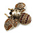 Vintage Inspired Large Statement Crystal Bee Brooch In Aged Gold Tone (Brown/Amber/Citrine Hues) - 60mm Across - view 7