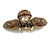Vintage Inspired Large Statement Crystal Bee Brooch In Aged Gold Tone (Brown/Amber/Citrine Hues) - 60mm Across - view 6