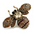 Vintage Inspired Large Statement Crystal Bee Brooch In Aged Gold Tone (Brown/Amber/Citrine Hues) - 60mm Across - view 2