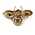 Vintage Inspired Large Statement Crystal Bee Brooch In Aged Gold Tone (Brown/Amber/Citrine Hues) - 60mm Across - view 5