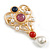 Victorian Inspired Acrylic, Faux Pearl Beaded Charm Royal Style Brooch In Matte Gold Tone - 75mm Long - view 4