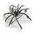 Faux Pearl Crystal Spider Brooch/Pendant in Gun Metal Finish (Grey/Black) - 50mm Across - view 6