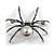 Faux Pearl Crystal Spider Brooch/Pendant in Gun Metal Finish (Grey/Black) - 50mm Across - view 7