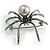 Faux Pearl Crystal Spider Brooch/Pendant in Gun Metal Finish (Grey/Black) - 50mm Across - view 2