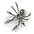 Faux Pearl Crystal Spider Brooch/Pendant in Gun Metal Finish (Grey/Black) - 50mm Across - view 5