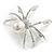 Faux Pearl Crystal Spider Brooch/Pendant in Silver Tone Metal (White/Clear) - 50mm - view 2