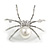 Faux Pearl Crystal Spider Brooch/Pendant in Silver Tone Metal (White/Clear) - 50mm - view 4