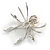 Faux Pearl Crystal Spider Brooch/Pendant in Silver Tone Metal (White/Clear) - 50mm - view 6