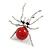 Statement Red Acrylic Spider Brooch in Silver Tone - 65mm Tall - view 2