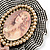 Handmade/Vintage Inspired Fabric Pearl Crysta Cameo Brooch/Clip in Pink/Black/White - 80mm Across - view 5