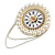 Handmade/ White Faux Pearl/Crystal/Chain/Fabric/Felt Round Clock Brooch/Hair Clip/60mm Diameter - view 2