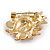 AB Crystal Orange Enamel Sunflower with Bee Motif Floral Brooch In Gold Tone - 35mm Across - view 5