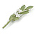 White Faux Pearl Green Matt Enamel Floral Brooch - 75mm Long - view 5