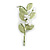 White Faux Pearl Green Matt Enamel Floral Brooch - 75mm Long - view 7
