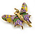 Vintage Inspired Multicoloured Enamel Fairy Brooch In Aged Gold Tone - 45mm Across - view 6