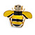Yellow/ Black Enamel Clear Crystal Bee Brooch in Gold Tone - 35mm Across - view 4