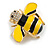 Yellow/ Black Enamel Clear Crystal Bee Brooch in Gold Tone - 35mm Across - view 2