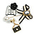 3 Pcs Romantic Black/White Enamel Jacket Bow, Bag, Cameo Brooch Set for Clothes/ Bags/Backpacks/Jackets - view 2