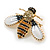 Crystal Enamel Bee Brooch In Gold Tone - 40mm Across - view 5
