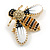Crystal Enamel Bee Brooch In Gold Tone - 40mm Across - view 2