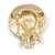 Gold Tone Textured Pearl Bead with Floral Motif Hat Brooch - 50mm Across - view 5