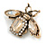 Vintage Inspired Clear/Citrine Crystal Bee Brooch In Aged Gold Tone - 48mm Across - view 5
