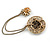 Victorian Style Round Crystal Double Chain Brooch In Aged Gold Tone Finish/Grey/Amber/Milky White - view 7