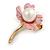 Small Light Pink Enamel with Pearl Calla Lily Brooch in Gold Tone - 30mm Tall - view 4