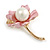Small Light Pink Enamel with Pearl Calla Lily Brooch in Gold Tone - 30mm Tall