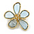 Light Blue Asymmetric Flower Brooch in Gold Tone - 40mm Across