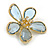 Light Blue Asymmetric Flower Brooch in Gold Tone - 40mm Across - view 2