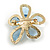 Light Blue Asymmetric Flower Brooch in Gold Tone - 40mm Across - view 6