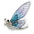 Glittering Blue/Purple Resin Bead Crystal Butterfly Brooch in Silver Tone - 60mm Tall - view 5