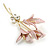 Pastel Pink Enamel Calla Lily Floral Brooch in Gold Tone - 60mm Long - view 5