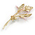 Pastel Pink Enamel Calla Lily Floral Brooch in Gold Tone - 60mm Long - view 4