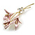 Pastel Pink Enamel Calla Lily Floral Brooch in Gold Tone - 60mm Long - view 6