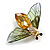 Green/Orange Crystal Bee Brooch in Gold Tone - 45mm Across - view 8