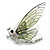 Glittering Green Resin Bead Crystal Butterfly Brooch in Silver Tone - 60mm Tall - view 2