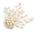 Large Asymmetrical Layered White Faux Pearl Floral Brooch In Gold Tone/90mm Across/Handmade - view 6