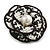 70mm Large Layered Black/White Fabric Flower Brooch/Hair Clip - view 4