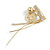 Stylish Crystal Chain Charm Brooch in Gold Tone - 30mm Wide - view 6