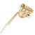Stylish Crystal Chain Charm Brooch in Gold Tone - 30mm Wide - view 7