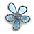 Light Blue Asymmetric Flower Brooch in Silver Tone - 40mm Across - view 2