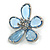 Light Blue Asymmetric Flower Brooch in Silver Tone - 40mm Across - view 4