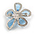 Light Blue Asymmetric Flower Brooch in Silver Tone - 40mm Across - view 5