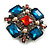 Victorian Style Multicoloured Glass Bead Cross Brooch/Pendant in Aged Silver Tone - 55mm Tall - view 4