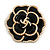45mm Across/ Black Enamel with Faux Pearl Layered Rose Brooch in Gold Tone - view 5